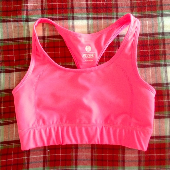 neon pink sports bra from old navy