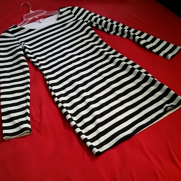 Combo striped long sleeve body con dress