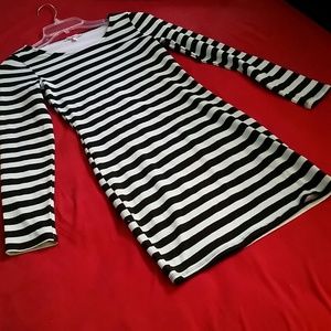 Combo striped long sleeve body con dress
