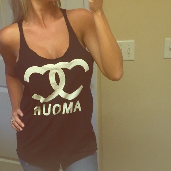 Black "Amour" Racer Back Tank