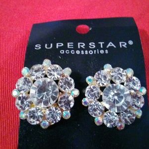 White Rhinestone earrings