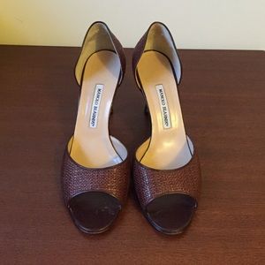 Manolo Blahnik D'orsay peep-toe pumps
