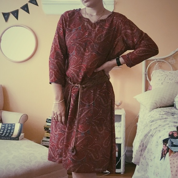 70's Vintage Paisley Dress