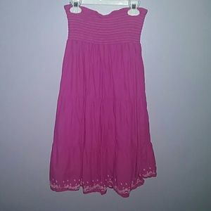 summer strapless pink dress