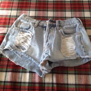 Brandy Melville distressed denim shorts