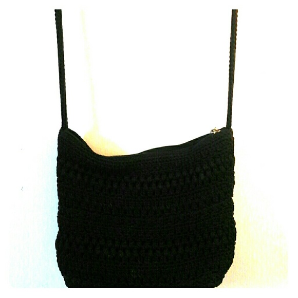 The Sak Bags - THE SAK MEDIUM BLACK CROCHETED SHOULDER BAG PURSE