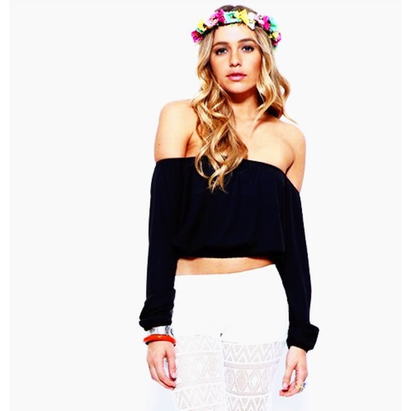 Black Semi Sheer Chiffon Off Shoulder