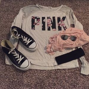 long sleeve pink top