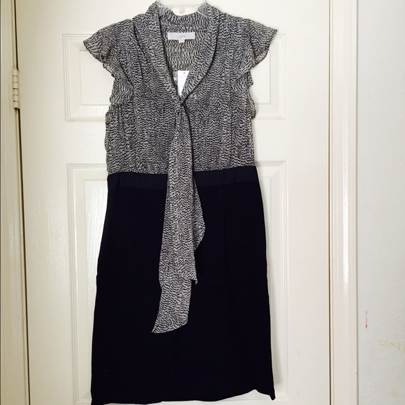 LOFT Layered Feather Print Sleeveless Dress