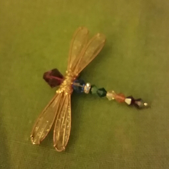 Dainty handmade dragonfly brooch
