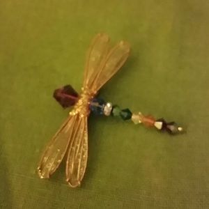 Dainty handmade dragonfly brooch
