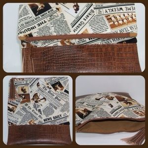 Headline Foldover Clutch w/Tassel