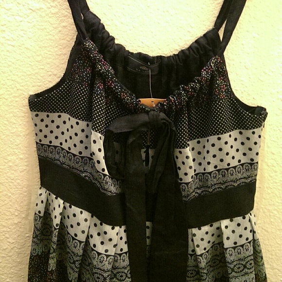 Black dress with different lines going across