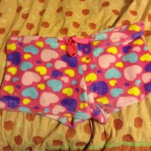 Fuzzy pink pajama shorts
