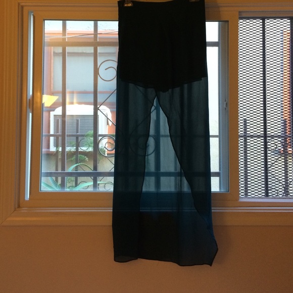 Dark teal asymmetrical maxi skirt