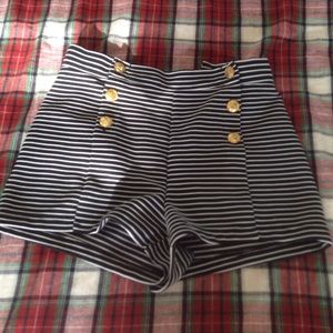 black and white striped shorts