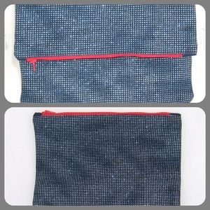 Polka Dot Denim Foldover Clutch