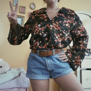 70's Silk Floral Blouse