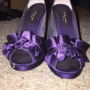 Satin purple wedding heels
