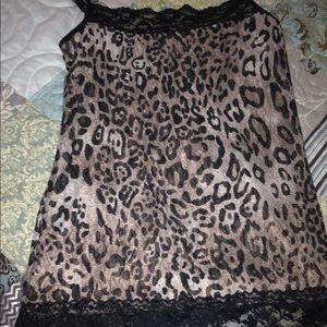 Large sheer Cami with liner. Leopard print.