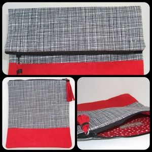 Blurred Lines Foldover Clutch w/Tassel