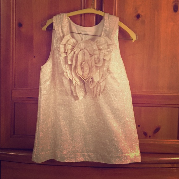 J Crew Gold Tank with Ruffles on Front