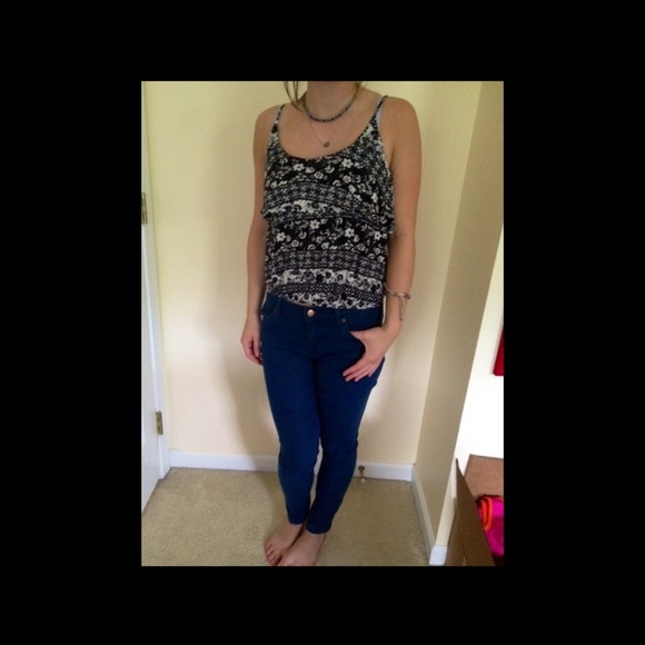 LA Hearts Tribal/Floral print tiered tank