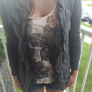 Gray Ruffle Cardigan