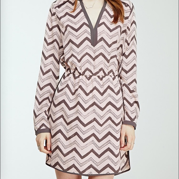 Forever 21 Dresses & Skirts - NWT Pink/gray chevron dress/ free people dress