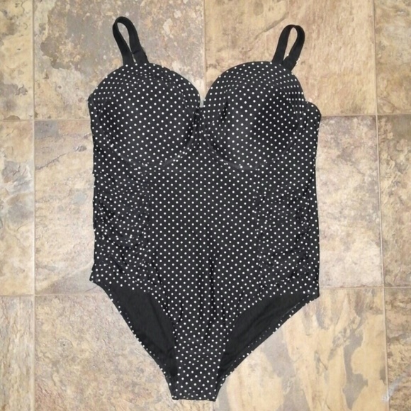 New Pure Energy Polka Dot Swimsuit sz 16