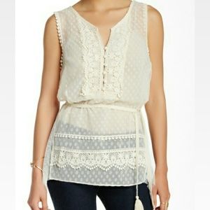 RYU CREAM LACE TOP NWT