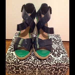 Color-block espadrille wedge sandal