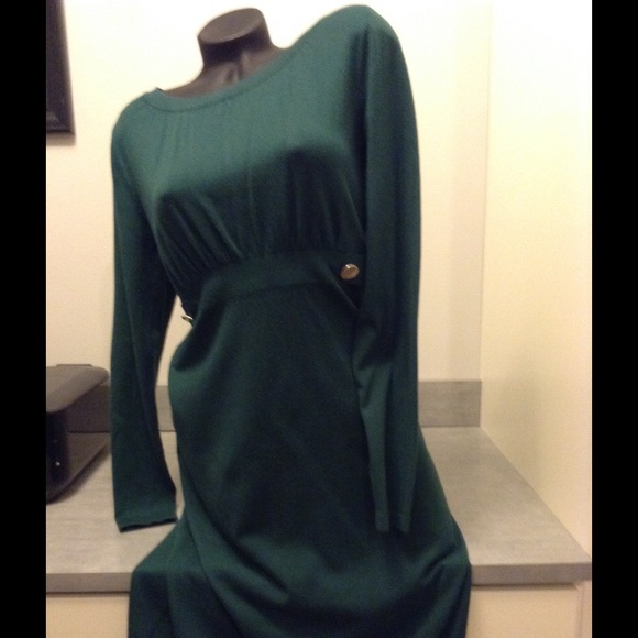 **SOLD**Emerald green empire sweater dress!