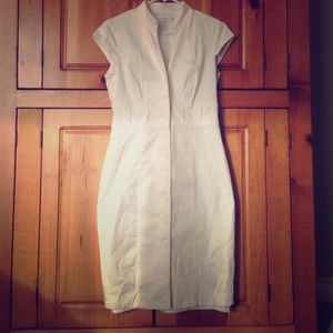 White Calvin Klein fitted button up dress