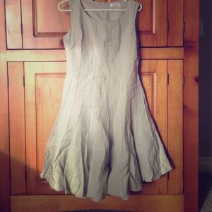 Gray-ish tan pleated drop waist Calvin Klein dress