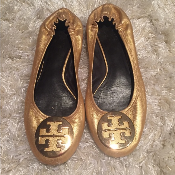 ❤️SOLD❤️Gold Tory Burch Reva Ballet Flats