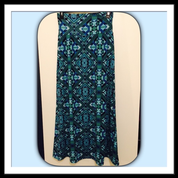 Blue Geometric Maxi Skirt (Dress)