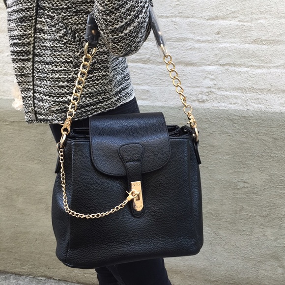 PU leather shoulder and cross body bucket bag