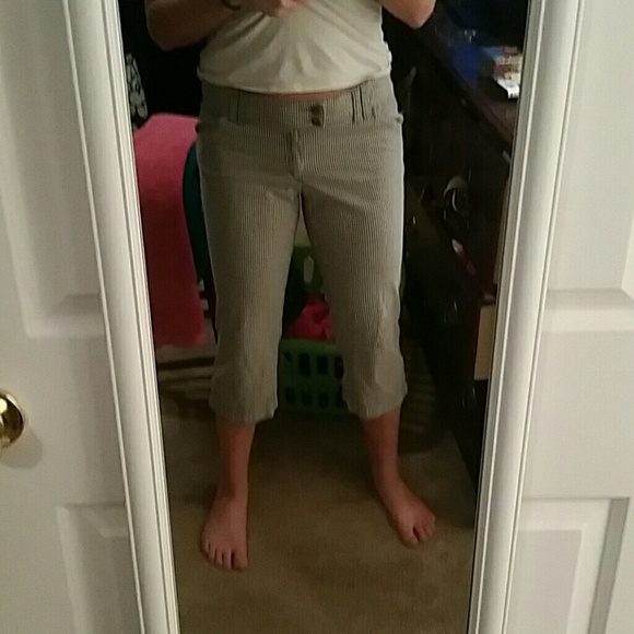 Navy and white stripe American Eagle pants
