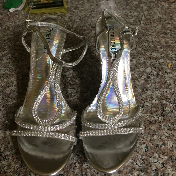 Sliver sparkly heels