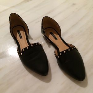 Black flats with gold stones