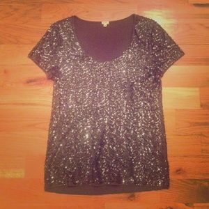 J crew dark grey sequined t shirt- medium