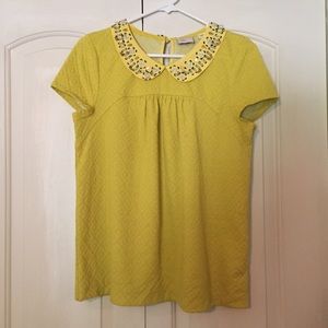 Mustard collared Anthropologie blouse