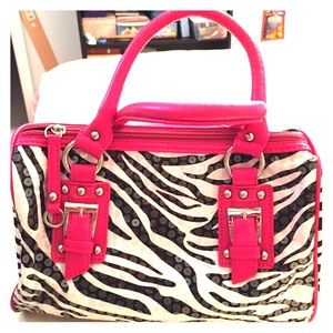 White and Black Cheetah Print Handbag