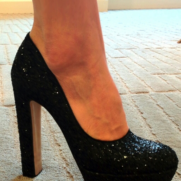 Authentic Miu Miu glitter platform pumps