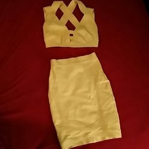 Yellow bandage two piece