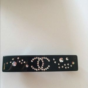 Chanel Black Hair Clip With Beautiful Crystals