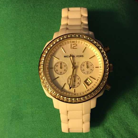 Michael Kors white ceramic watch.