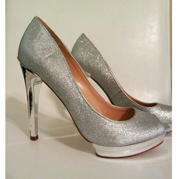 BCBGMaxAzria Shoes - BCBG MAXAZRIA  silver sparkly heels