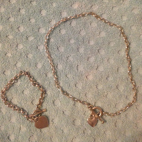 Heart necklace and bracelet set